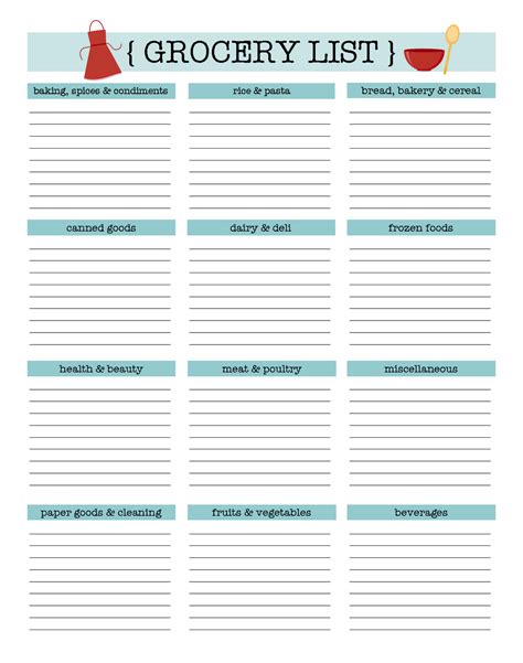 Shopping List Template Excel
