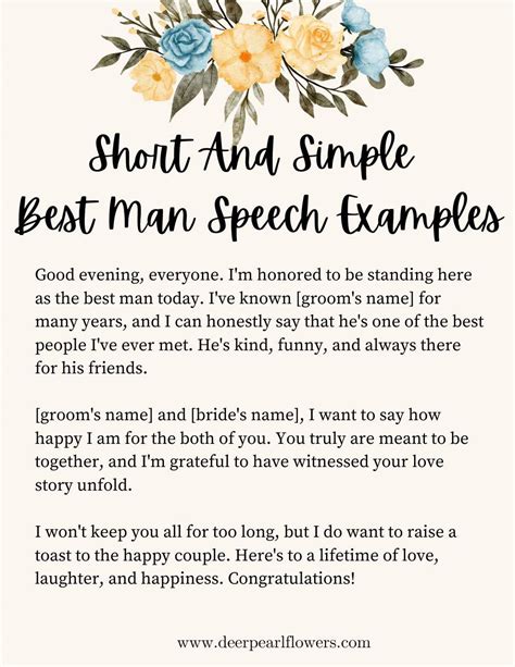 Short Best Man Speech Template
