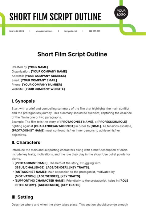 Short Film Outline Template