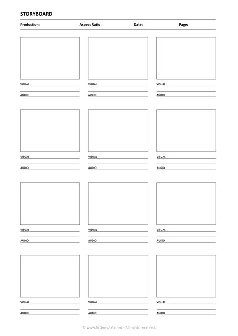 Shot List Storyboard Template