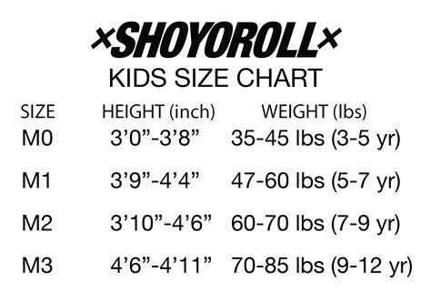 Shoyoroll Size Chart