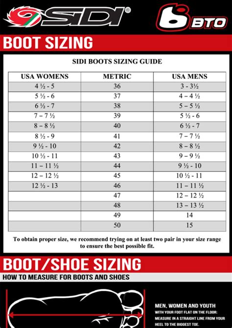 Sidi Boots Size Chart