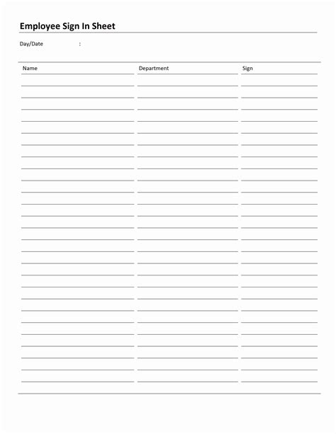 Sign In Sheet Free Template
