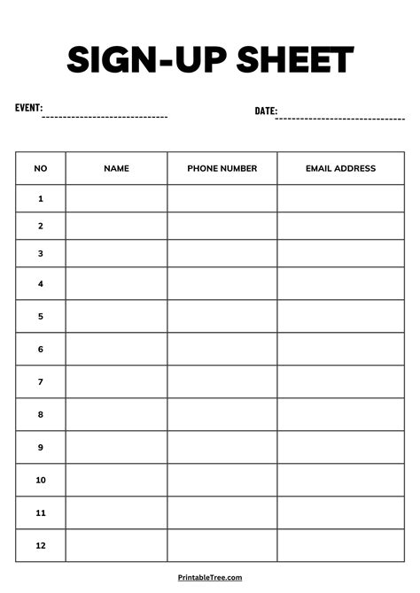 Sign In Sheet Template Free Download