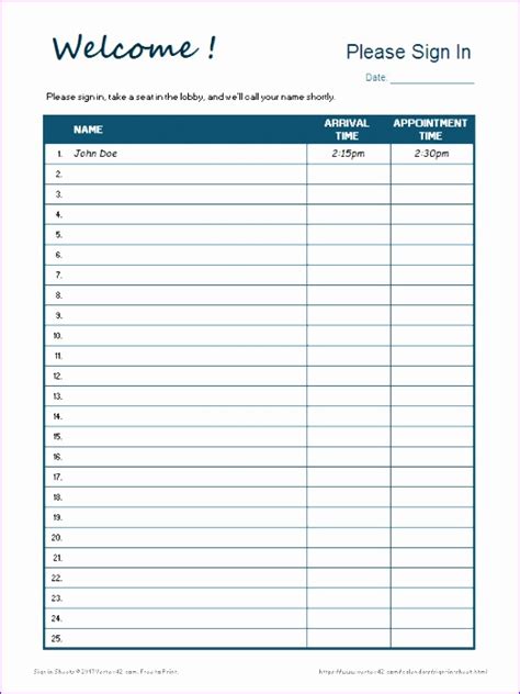 Sign In Sheet Template Microsoft Word