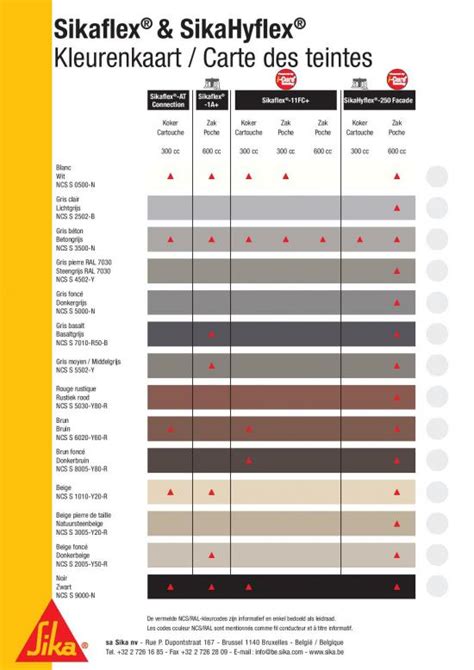 Sikaflex 1csl Color Chart