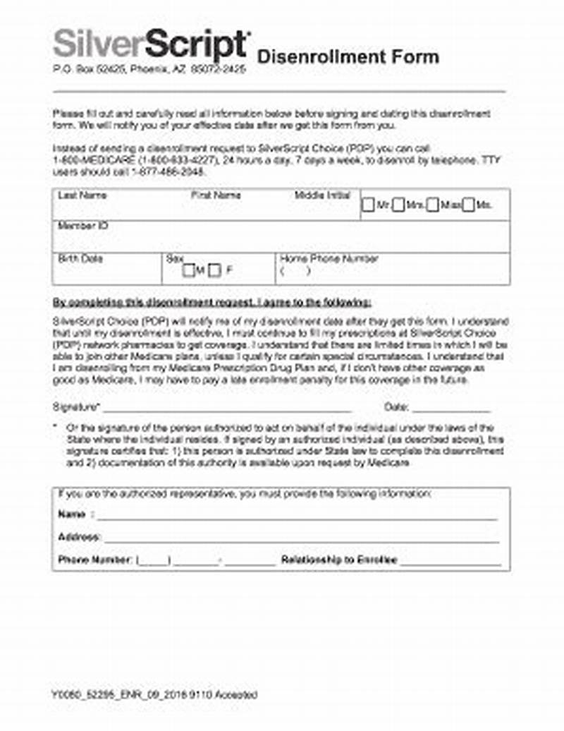 Silverscript Disenrollment Form