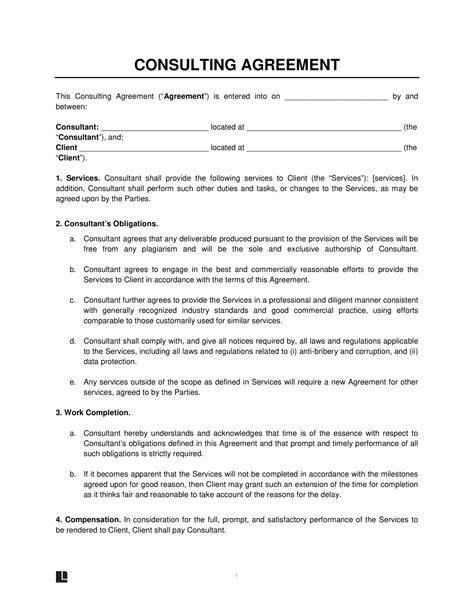 Simple Consulting Agreement Template
