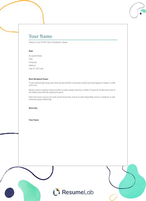 Simple Cover Letter Template Word Free Download