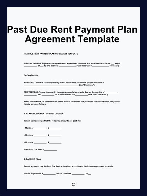 Simple Payment Plan For Late Rent Template Free