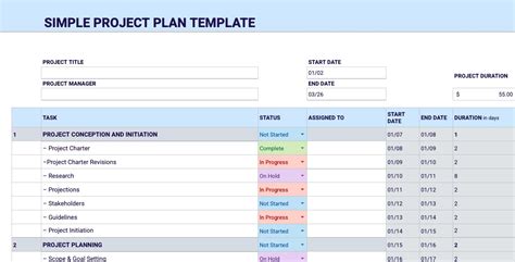 Simple Project Management Template