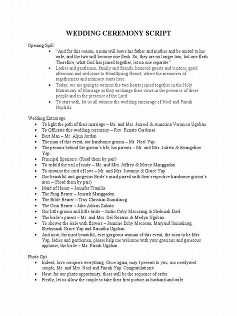 Simple Wedding Ceremony Script Printable
