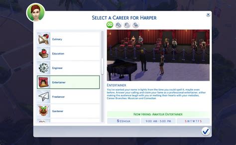 Sims 4 Entertainer Career