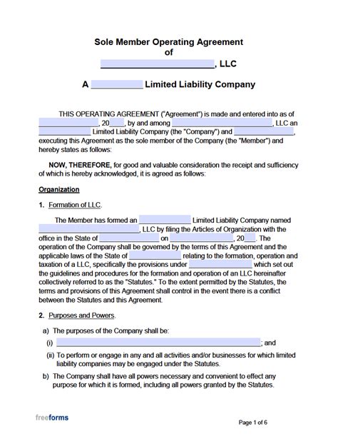 Single-member Llc Operating Agreement Template