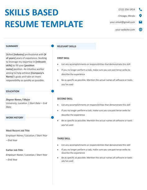 Skills Based Resume Template Free