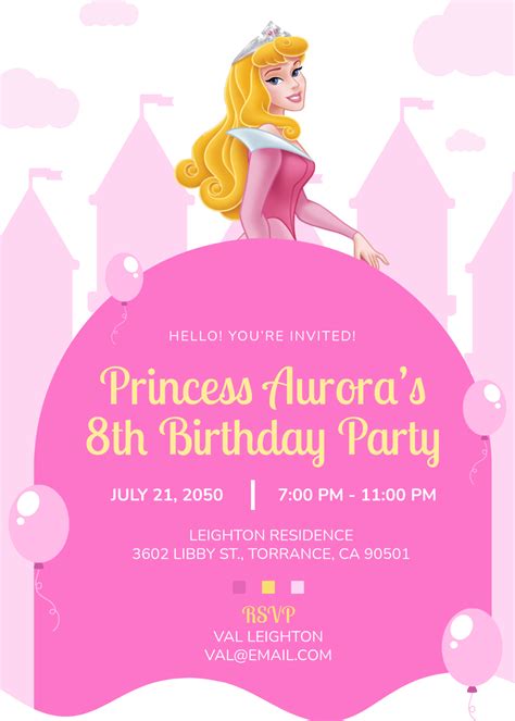 Sleeping Beauty Invitation Template Free