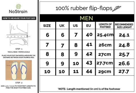 Slipper Size Chart Male