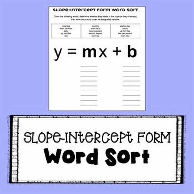 Slope Intercept Form Word Sort Answer Key