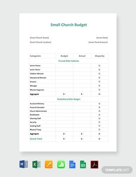 Small Church Budget Template