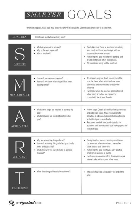 Smarter Goal Setting Template