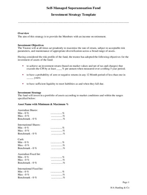 Smsf Investment Strategy Template