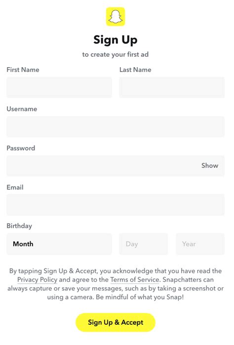 Snapchat Account Template