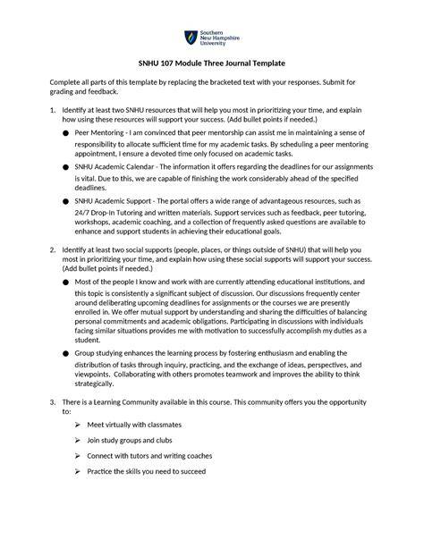 Snhu 107 Module Three Journal Template
