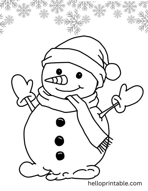 Snowman Coloring Page Free Printable