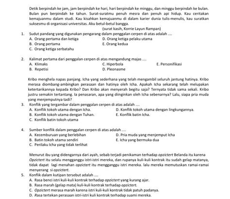 Soal Esai Kelas 12 Bahasa Indonesia