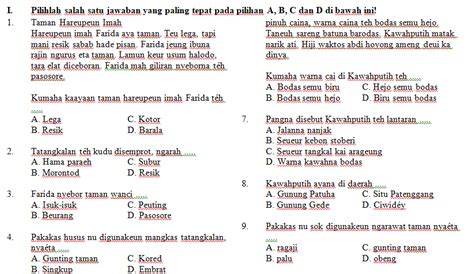 Soal PTS Bahasa Sunda