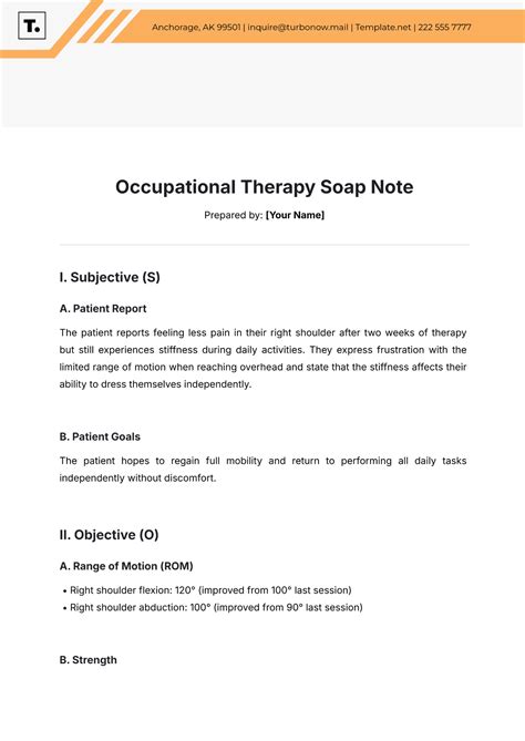 Soap Note Template Occupational Therapy