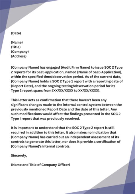 Soc 2 Bridge Letter Template