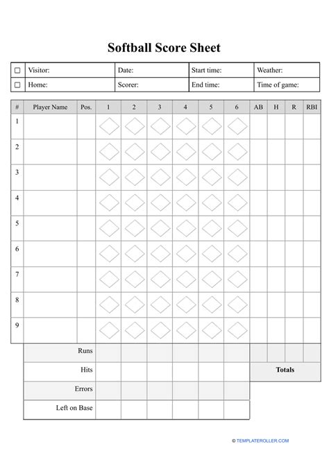 Softball Scorecard Template
