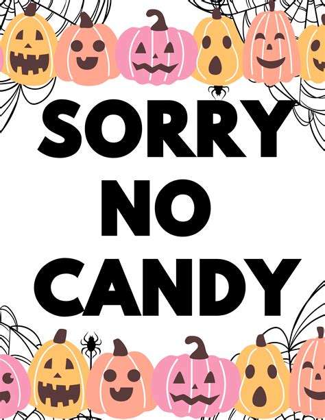 Sorry No Candy Sign Printable