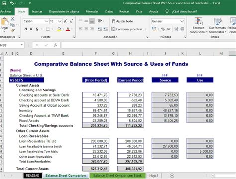 Source And Application Of Funds Statement Excel Template