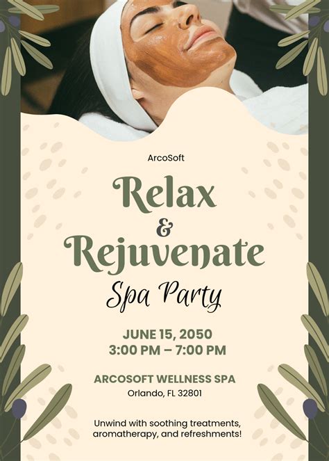 Spa Party Invitation Free Template