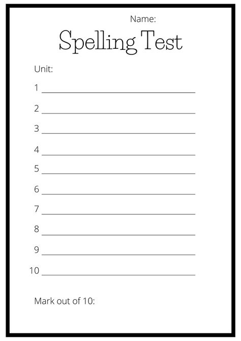 Spelling Test Templates