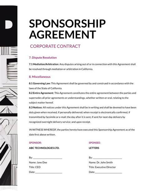 Sponsorship Contract Templates