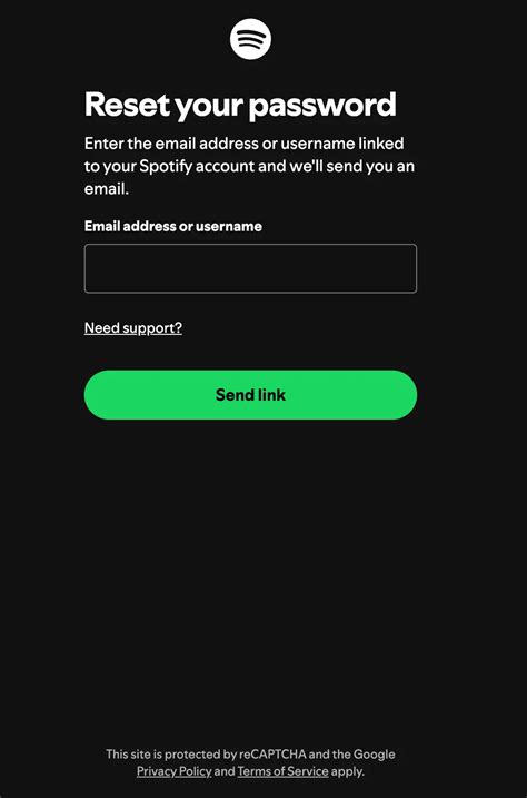 Halaman Reset Password Spotify