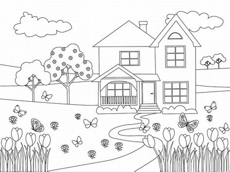 Spring Scene Coloring Pages