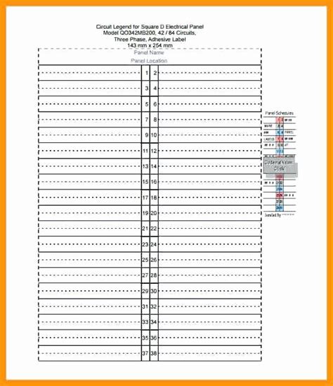 Square D Panel Label Template