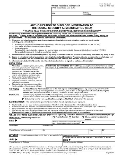 Ssa 827 Printable Form