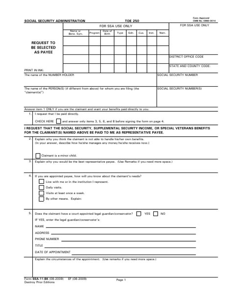 Ssa-11-bk Printable Form