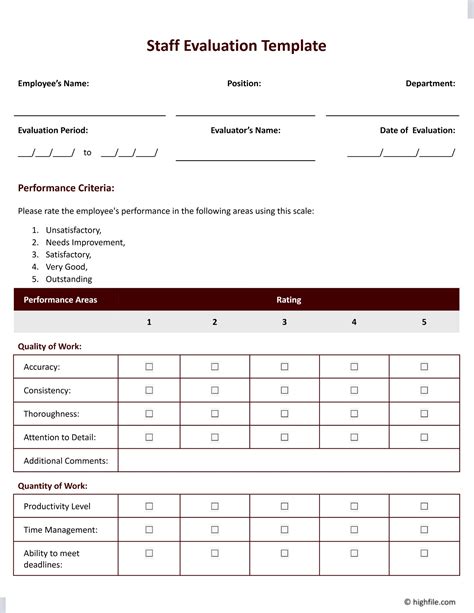 Staff Evaluation Template