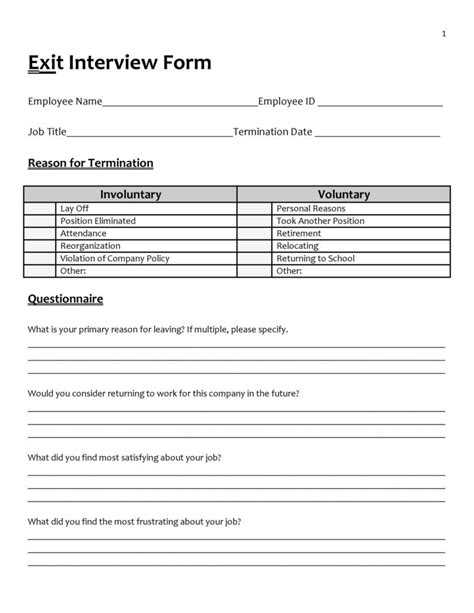 Staff Exit Interview Template