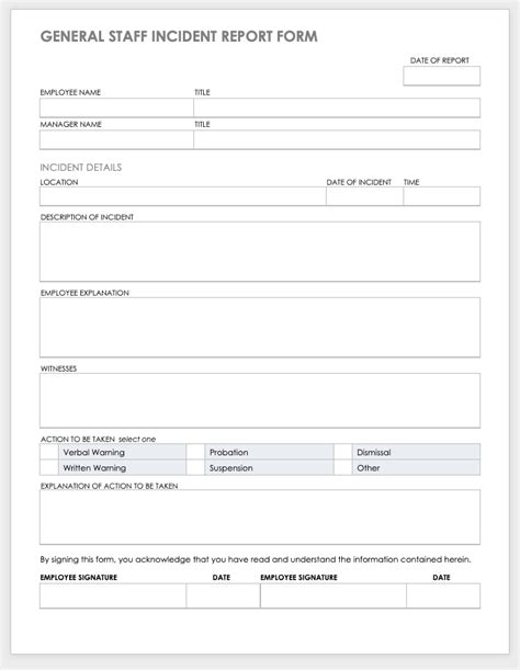 Staff Incident Report Template