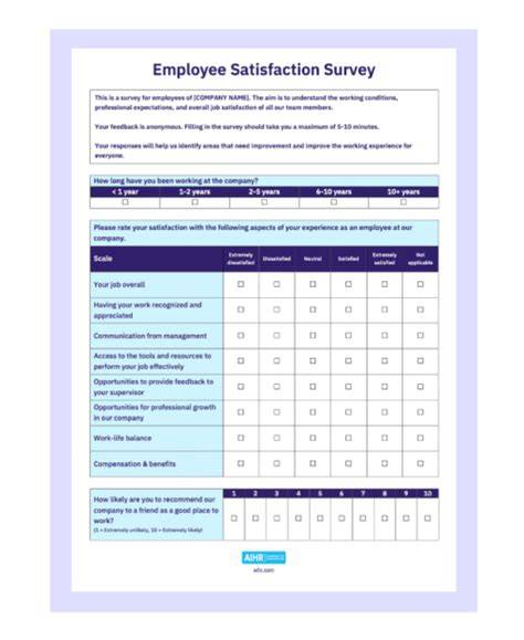 Staff Satisfaction Survey Template