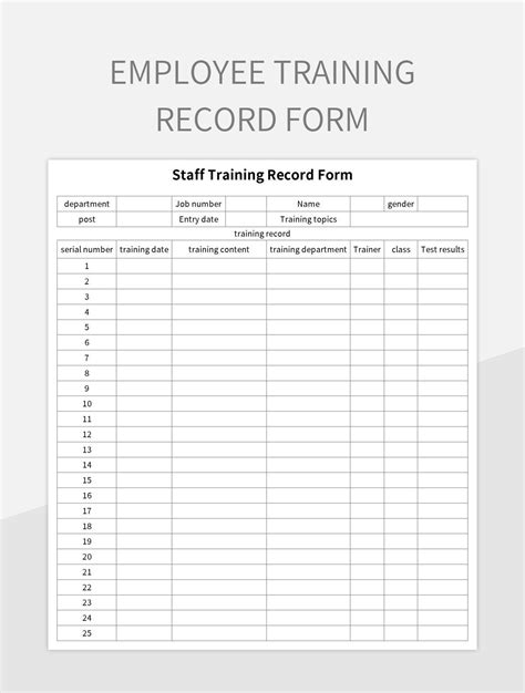 Staff Training Record Template