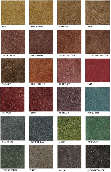 Stained Concrete Colors Chart