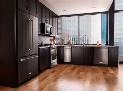 Stainless Steel Countertop with Black Appliances